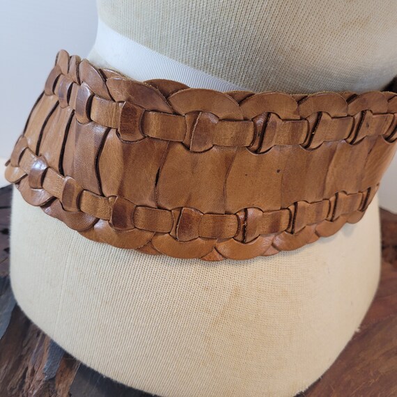 Vintage Leather Braided Wide Corset Belt - image 7