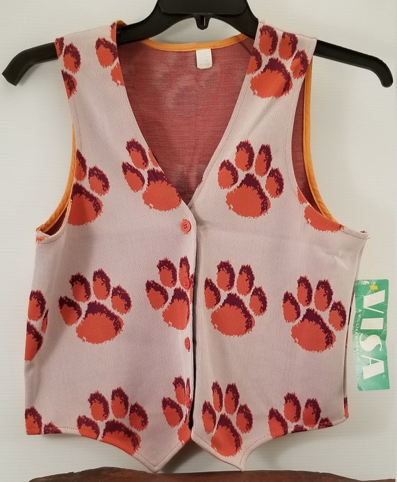 Vintage Clemson Tiger Paw Design Ladies Vestteam Wear Clemson Tiger Themed Ladies Vest Vintage Collegiate Clemson Tiger Fan Vest Size Med