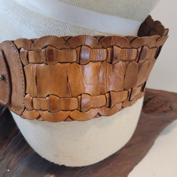 Vintage Leather Braided Wide Corset Belt - image 9