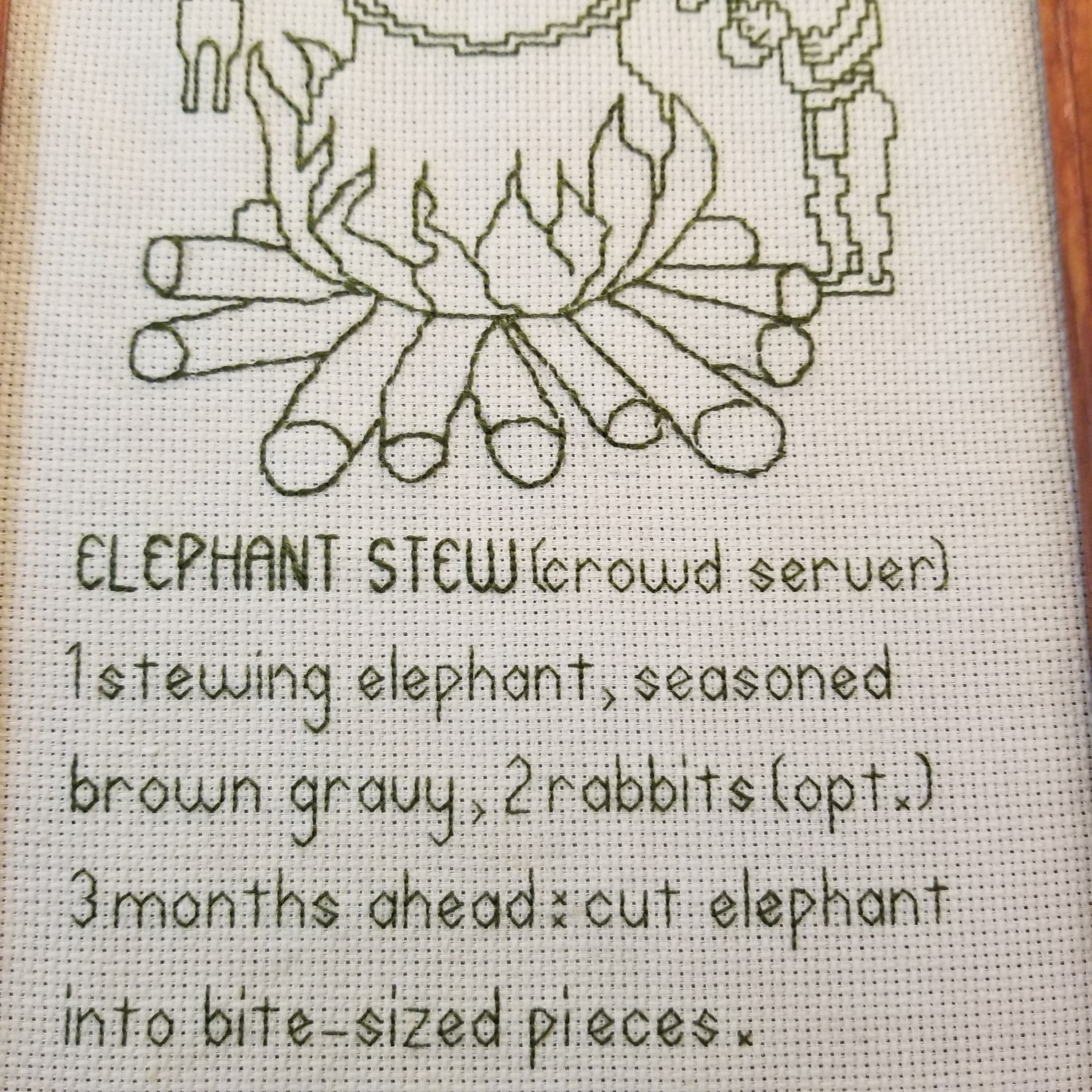Vintage Elephant Stew Recipe Needlepoint Funny Recipe with Etsy