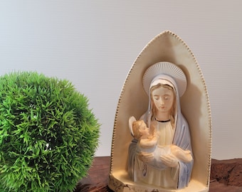 Vintage Madonna and Child Ceramic Grotto Planter