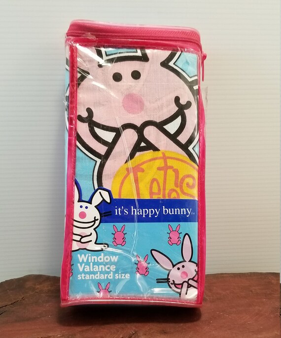 Window Curtain Topper Retro Window Treatment Vintage It/'s Happy Bunny Curtain Toppers,Retro Colors Window Curtain Toppers 1990/'s