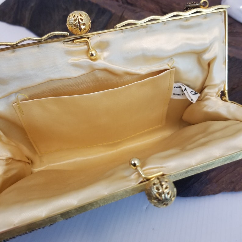 Beaded Evening Clutch Beaded Statement Piece Clutch La Regale Beaded Clutch with Beaded Handle Brilliant Gold Hardware On Beaded Handbag