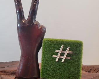 Vintage Sterling Silver Hashtag Brooch - Social Media Pin