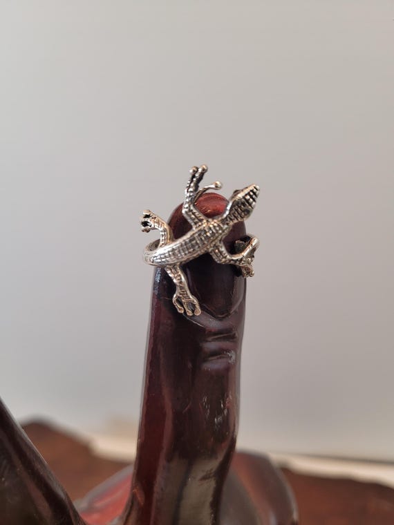 Sterling Silver Lizard Wrap Ring - Southwest Styl… - image 1