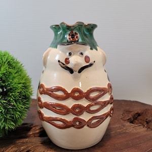 Vintage Soldier Motif Hungarian Pitcher, Folk Art Pitcher