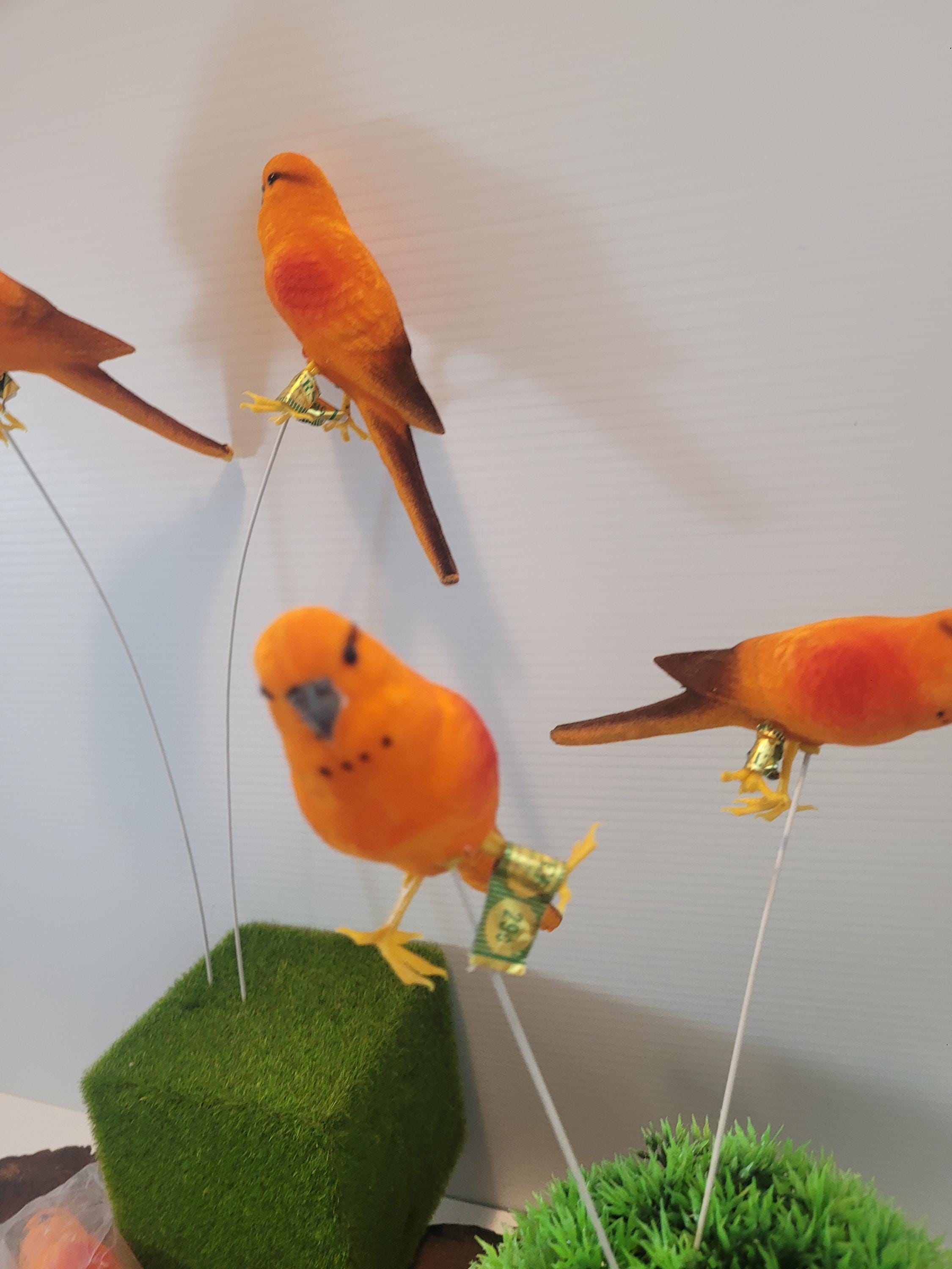 Hong Kong Beautiful 7 Hand Made Cotton Birds Oiseaux Faits Main Decor
