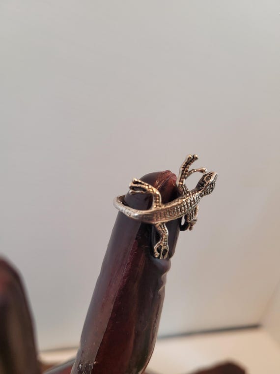 Sterling Silver Lizard Wrap Ring - Southwest Styl… - image 2