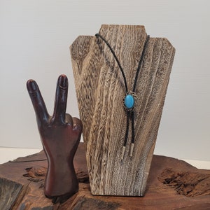 Leather and Blue Stone Bolo Tie, Western Wear Bolo Tie, Unisex Blue Turquoise Bolo Tie