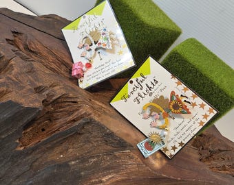 Vintage Fanciful Flights Stick Pins Birthday Girl or Gardener by Silvestri