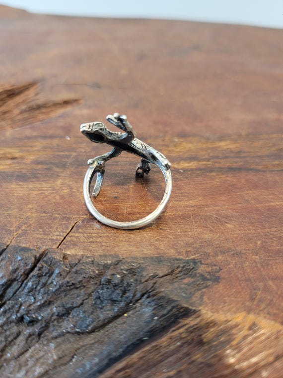 Sterling Silver Lizard Wrap Ring - Southwest Styl… - image 7