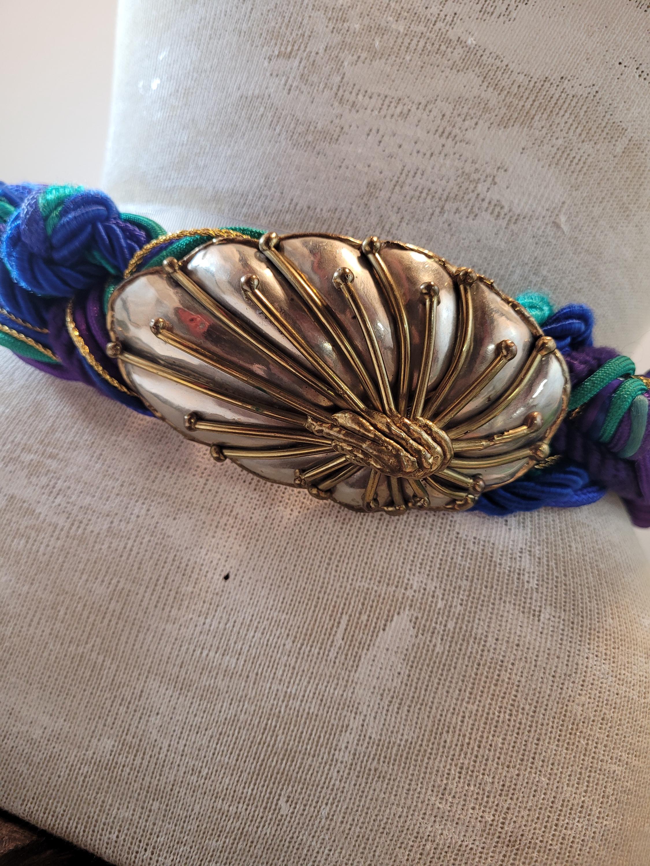 Vintage 80s Statement Belt Rope Leather Mix Gold Hardware Nautical Style Gold Rope Belt 80s - Etsy main image 3