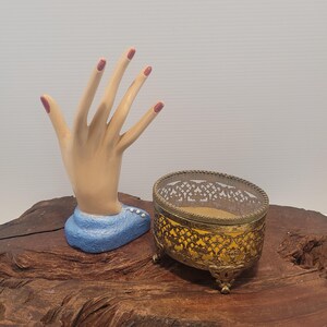 Vintage Gold Filigree Trinket Box: Hollywood Regency Velvet Lined