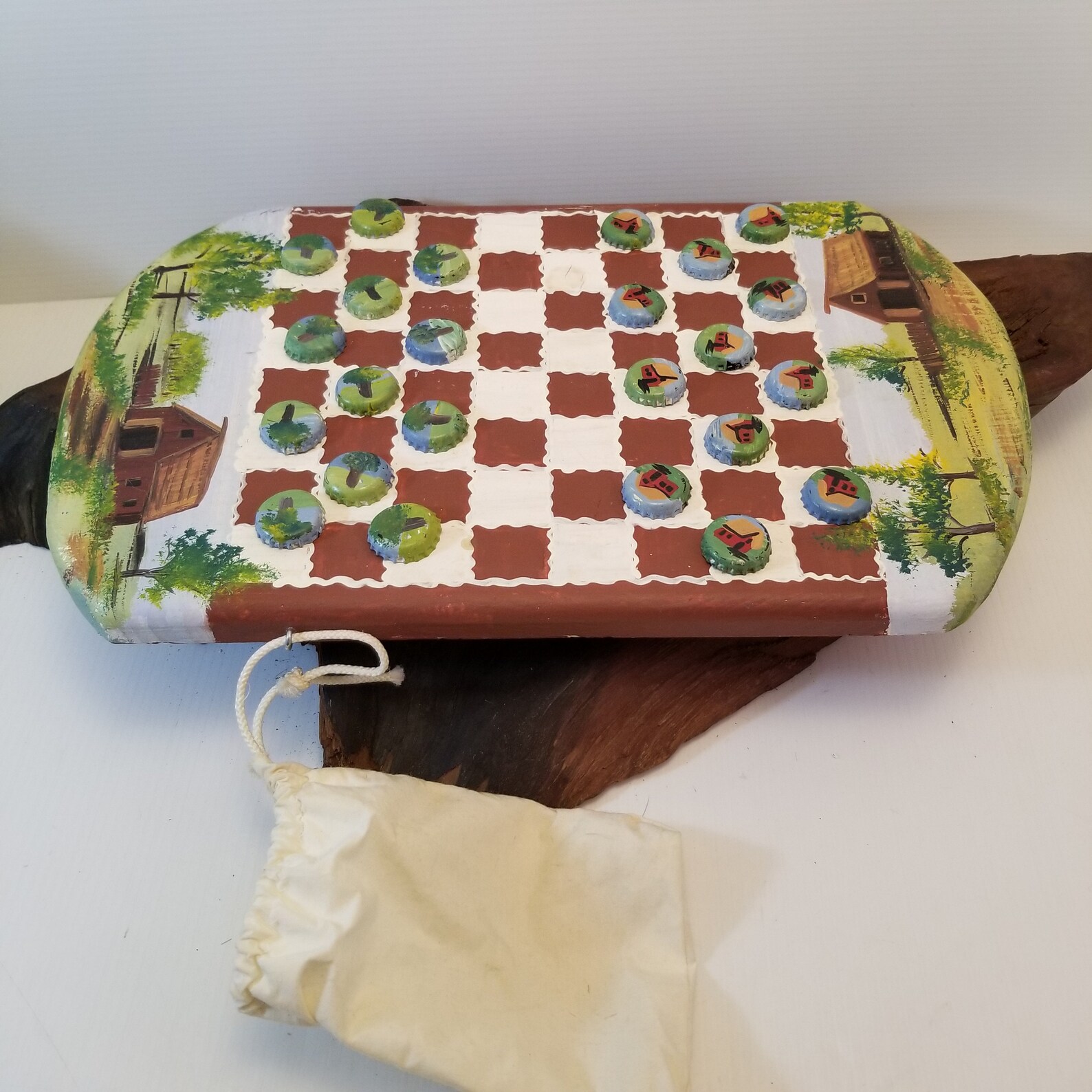 Hand Painted OOAK Checkerboard Cool Game Board for Checkers Etsy