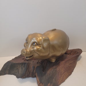 Golden Pig Coin Bank Carnival Blow Mold, Funny Pig Coin Bank