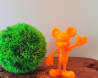 Vintage Orange Mickey Mouse Figure, Louis Marx, 1970s Disney