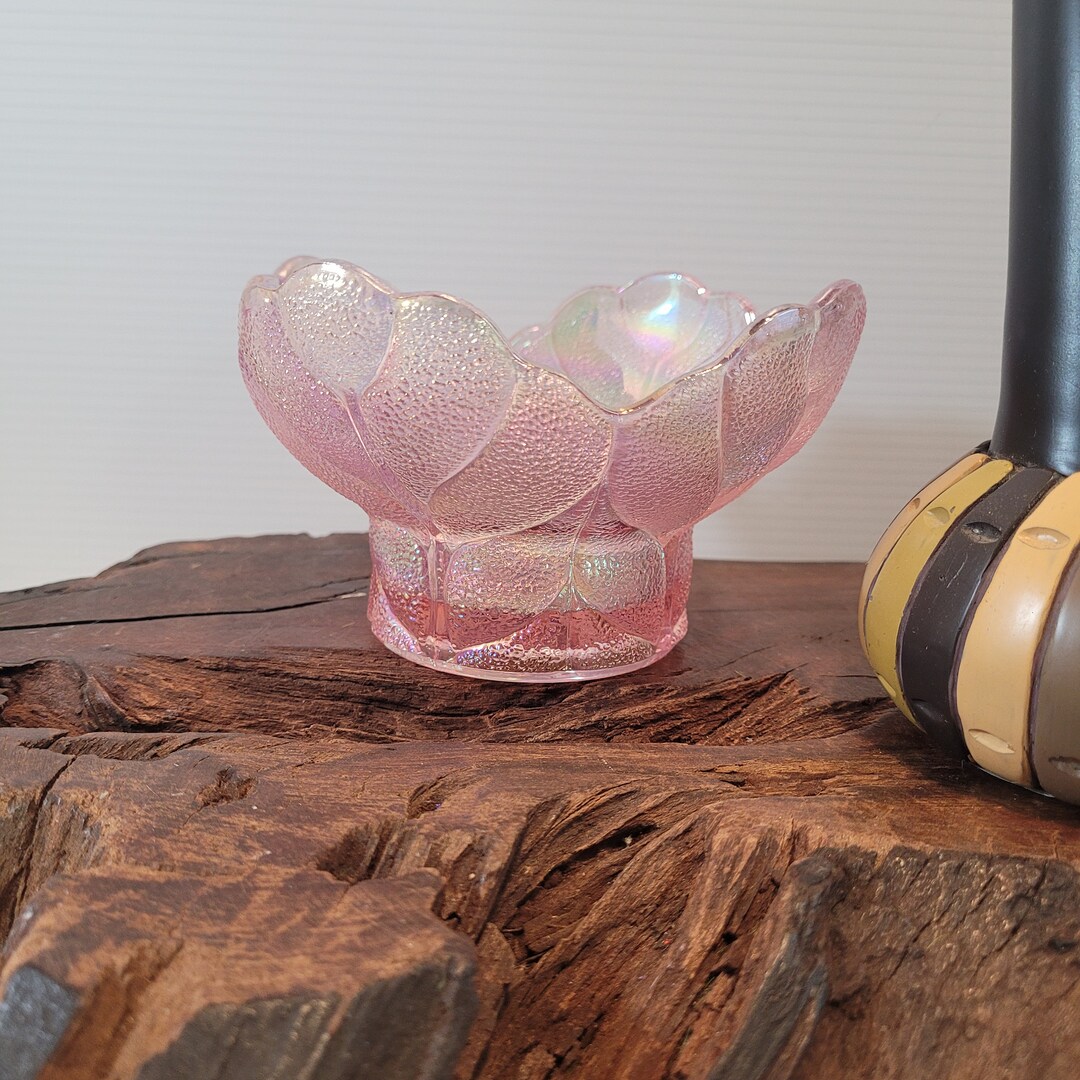 Carnival Pink Glass Bowl ,cabbage Leaf Design, LE Smith Glass - Etsy