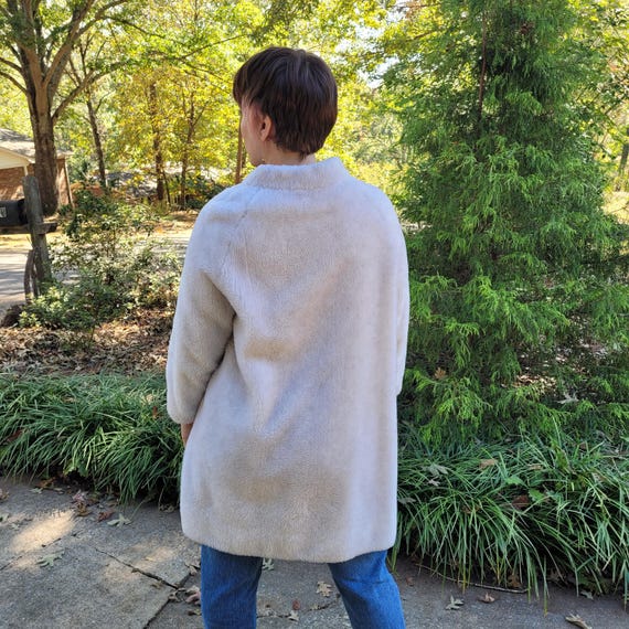 Mod Fuzzy Soft Vintage Diagonal Zip Up Coat Ladies - image 7