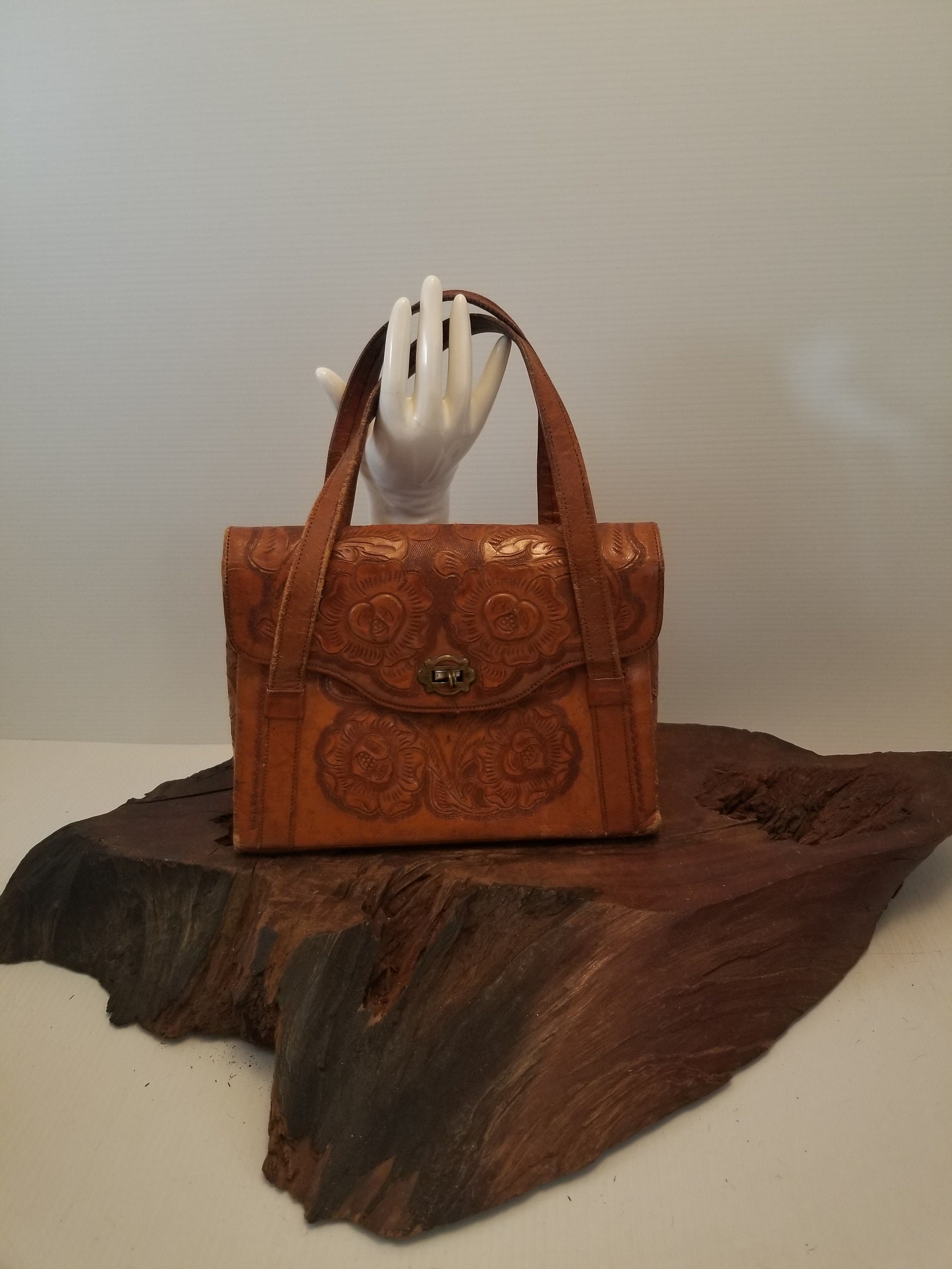 Mexican Leather Envelope Crossbody Bag Large- Hand Tooled