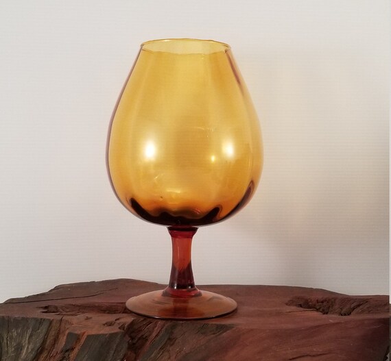Vintage Amber Large Brandy Snifter Vase 12 Inch Bold Vase In Etsy