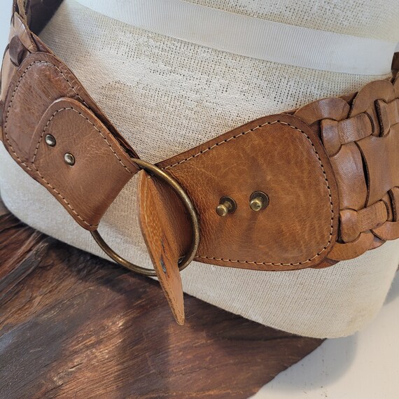 Vintage Leather Braided Wide Corset Belt - image 6