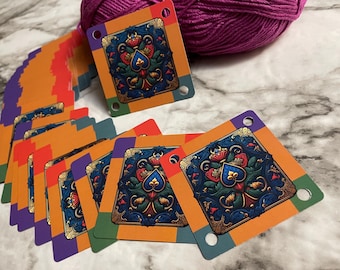 CARDS-Renaissance Shield-Set of 24 Small Weaving Cards-Original Design for Card Tablet Weaving-4 Holes Square-Double Sided Cardstock