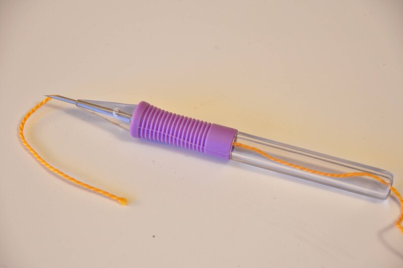Easy to Use Looks Like Embrodiery Punch Needle Tool with Included Threader For Fine Detail and Designs