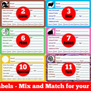 KIT-Mix and Match Sheets of Fiber Art Organization Sticker Tags 2 sizes-12 varieties Great Identifying Label Storage Catalog Fleece Yarn Dye image 2