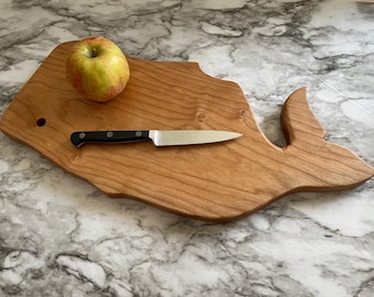 Whale Shaped Cutting board - Made of beautiful cherry hardwood- Great gift Super Cute!