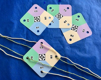 CARDS-Pastel Simple Tones-Set of 24 Small Weaving Cards-Original Design for Card Tablet Weaving-4 Holes Square-Double Sided Cardstock