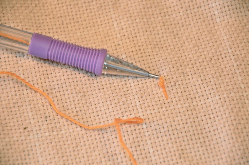 Easy to Use Looks Like Embrodiery Punch Needle Tool with Included Threader For Fine Detail and Designs
