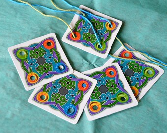 CARDS-Small Celtic Knot-Set of 24 Weaving Cards-Original Design for Card Tablet Weaving 4 Holes Square Double Sided Cardstock UV Coated