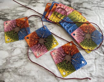 CARDS-Four Seasons -Set of 24 Small Weaving Cards-Original Design for Card Tablet Weaving-4 Holes Square-Double Sided Cardstock
