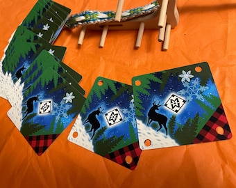 CARDS-Winter Night-Set of 24 Weaving Cards-Original Design for Card Tablet Weaving-4 Holes Square-Double Sided Cardstock