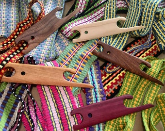 SHUTTLE-Finger Pick Shuttle in Multiple Exotic Hardwoods for Pick-up Weaving Work on Inkle, Card, Tablet, Tapestry, Peg, Small Looms