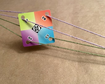 CARDS-Mini Neon Simple Tones-Set of 24 Tiny Weaving Cards-Original Design for Card Tablet Weaving-4 Holes Square-Two-Sided Cardstock Coated
