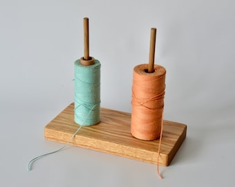 HOLDER-Double Spool Cone Rack-Handmade from Durable Hardwood for Yarn, Warp or Twine-Great for Weaving Knitting Crochet Fiber Arts