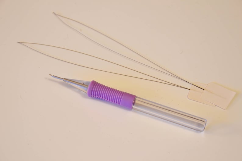 Easy to Use Looks Like Embrodiery Punch Needle Tool with Included Threader For Fine Detail and Designs