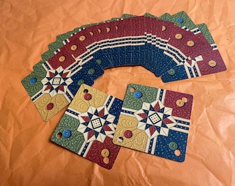 CARDS-Americana Quilt Star -Set of 24 Weaving Cards-Original Design for Card Tablet Weaving-4 Holes Square-Double Sided Cardstock