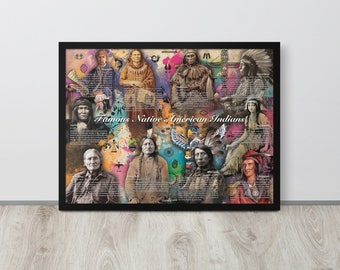Famoso cartel de indios nativos americanos para pared (enmarcado)