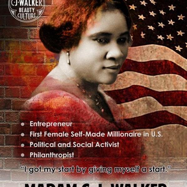 Madam CJ Walker Poster Inventor Quote Black History Art Print