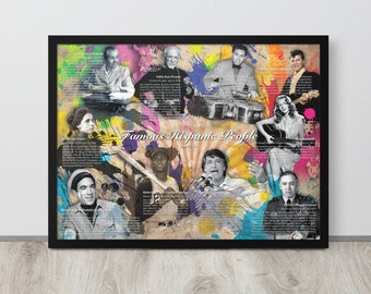 Serie de carteles de personas hispanas famosas enmarcadas 01