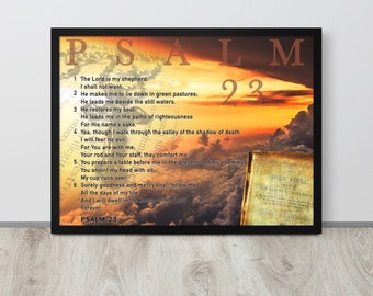 Salmo enmarcado 23 Poster Bible Scripture Quote Inspirational Art Print