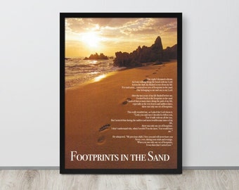 Huellas enmarcadas en el cartel de arena impresión de arte de pared