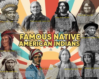 Póster de indios nativos americanos famosos, sin marco, 24.0 x 18.0 in