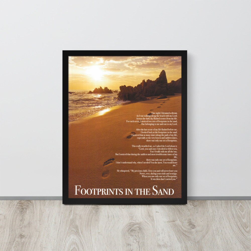 Framed Footprints in the Sand Poster Wall Art Print Etsy