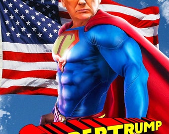 Póster de Donald Trump SuperTrump divertida parodia para pared (18 x 24)