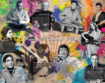 Póster de personajes hispanos famosos serie 01, sin marco, 24 x 18 pulgadas
