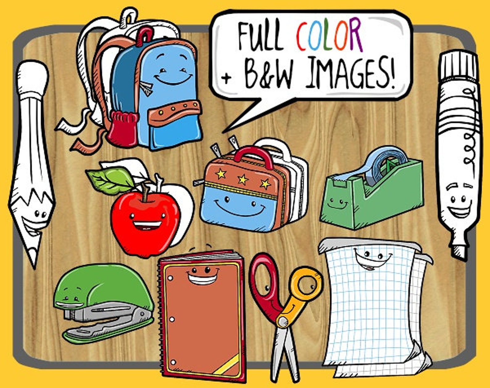 Back-to-school / School Supplies Clip Art - Etsy