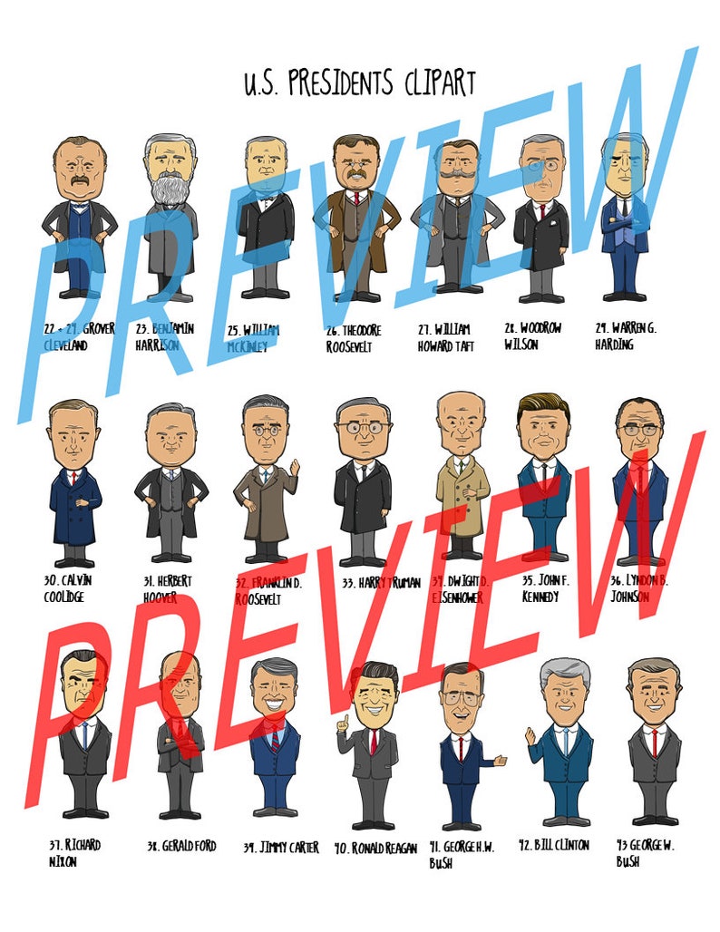 American Presidents Clipart - Etsy